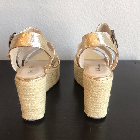 Metallic Gold Platform Wedge Sandal - Picture 6 of 8